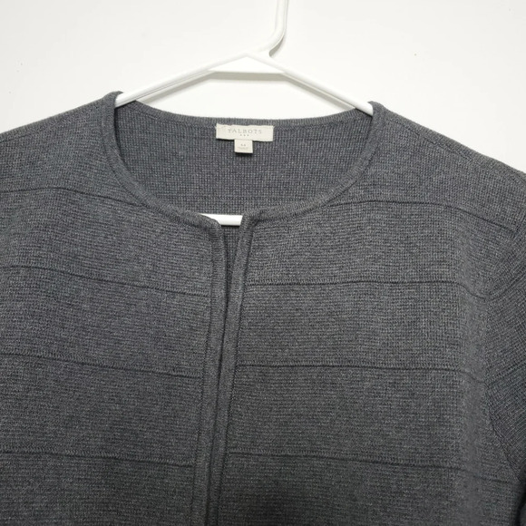 Talbots Womens Open Front Cardigan Size M Medium Gray Long Sleeve 100% C… - Picture 3 of 11